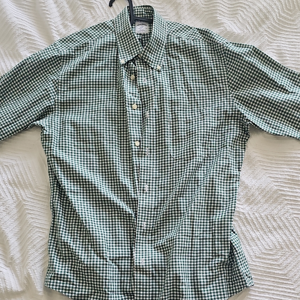 Brooks Brothers Green Checkered Casual Shirt